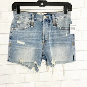 We the Free - Free People Button Fly Distressed Raw Hem Jean Shorts Size 24